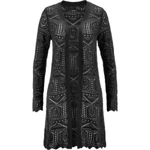 Sweter bez zapięcia ażurowy. Niebieskie kardigany bonprix. Za 117,99 zł.