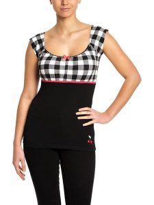 Pussy Deluxe Koszulka "Evie" w kolorze czarno-białym rozmiar: S. Czarne bluzki Pussy Deluxe, s, bez wzorów, bez kołnierzyka, bez ramiączek. Za 64,45 zł.