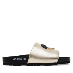 Klapki LOVE MOSCHINO. Żółte klapki LOVE MOSCHINO, bez wzorów, bez obcasa. Za 479,99 zł.