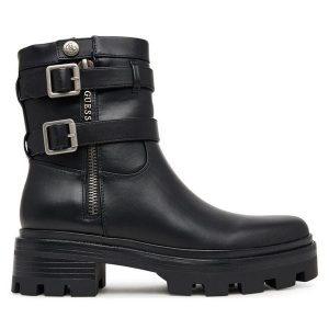 Botki Guess. Czarne botki Guess, z aplikacjami, bez obcasa, na płaskiej podeszwie, bez zapięcia. Za 579,99 zł.