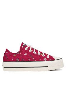 Converse Trampki Chuck Taylor All Star Lift Platform Embroidered Floral Patchwork A15535C Bordowy. Czerwone trampki Converse, bez wzorów, z materiału, bez zapięcia. Za 339,99 zł.