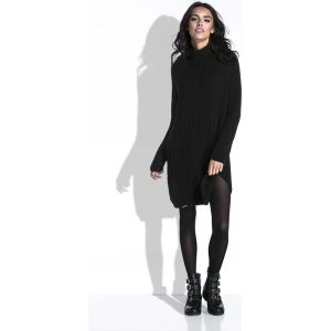 Czarny Sweter-Tunika z Półgolfem. Długie swetry marki Molly.pl. Za 139,90 zł.
