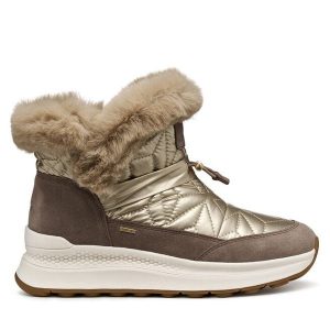 Trzewiki Geox. Brązowe botki Geox, bez wzorów, bez obcasa, na płaskiej podeszwie, bez zapięcia. Za 579,99 zł.