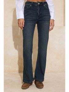 Trendyol Dżinsy - Flare fit - w kolorze niebieskim rozmiar: 34. Niebieskie jeansy Trendyol, bez wzorów, z podwyższonym stanem. Za 104,99 zł.