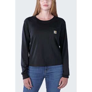 Koszulka bawełniana damska z długim rękawem Carhartt Lightweight Pocket. Czarne bluzki CARHARTT, xl, bez wzorów, z bawełny, sportowe, bez kołnierzyka, bez ramiączek. Za 159,99 zł.