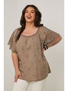 Curvy Lady Bluzka w kolorze jasnobrązowym rozmiar: 48/50. Brązowe bluzki Curvy Lady, bez wzorów, klasyczne, bez kołnierzyka, bez ramiączek. Za 123,53 zł.