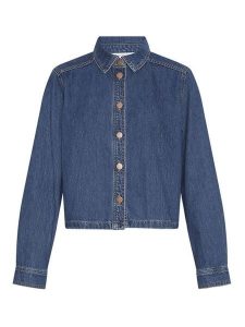 MOSS COPENHAGEN Koszula dżinsowa w kolorze granatowym rozmiar: S/M. Niebieskie koszule Moss Copenhagen, m, bez wzorów, z bawełny, bez kołnierzyka, bez ramiączek. Za 154,07 zł.
