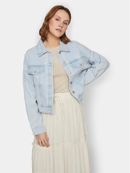 Vila Kurtka jeansowa Kira 14096848 Niebieski Regular Fit. Niebieskie kurtki Vila, bez wzorów, z bawełny, bez kaptura. Za 159,99 zł.