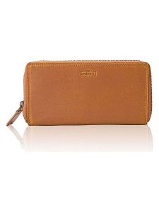 SPARWELL Skórzany portfel "Naomi" w kolorze jasnobrązowym - 20 x 10,5 x 4 cm rozmiar: onesize. Brązowe portfele SPARWELL, bez wzorów, z materiału. Za 100,99 zł.