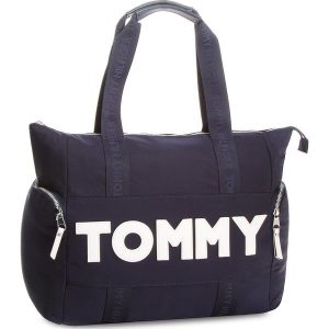 Torebka TOMMY HILFIGER - Tommy Nylon Tote AW0AW04957 413. Niebieskie shopper bag marki TOMMY HILFIGER, z nylonu. W wyprzedaży za 329,00 zł.