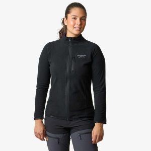 Bluza polarowa turystyka damska Swedemount Geilo Fleece Full Zip II wodoodporna. Czarne bluzy SWEDEMOUNT, na zimę, bez wzorów, z polaru, bez kaptura. Za 129,99 zł.