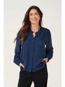 Cream Bluzka "Luna" w kolorze granatowym rozmiar: 40. Niebieskie bluzki Cream, bez wzorów, z koronki, bez kołnierzyka, bez ramiączek. Za 114,98 zł.