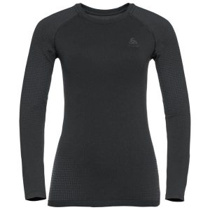 Koszulka termoaktywna damska z długim rękawem Odlo Performance Warm Eco. Czarne koszule nocne ODLO, bez wzorów, bez ramiączek. Za 340,45 zł.