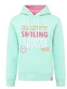 Zwillingsherz Bluza "Happy Smiling Love" w kolorze miętowym rozmiar: L. Niebieskie bluzy Zwillingsherz, l, bez wzorów, z kapturem. Za 215,21 zł.