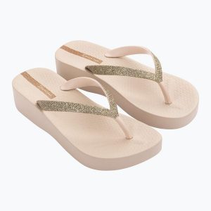 Japonki damskie Ipanema Mesh Chic Plat. Brązowe klapki Ipanema, bez wzorów, z gumy, bez obcasa. Za 94,99 zł.