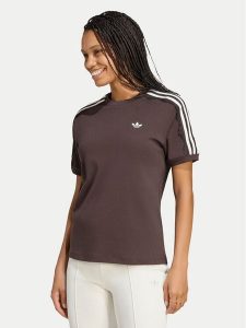 Adidas T-Shirt Lace 3 Stripes LG4261 Brązowy Regular Fit. Brązowe t-shirty ADIDAS, xs, bez wzorów, z syntetyku, bez kołnierzyka, bez ramiączek. Za 179,99 zł.