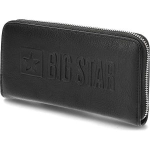 Czarny Modny Portfel Damski Big Star. Czarne portfele Big Star Accessories, bez wzorów, ze skóry ekologicznej. Za 129,00 zł.
