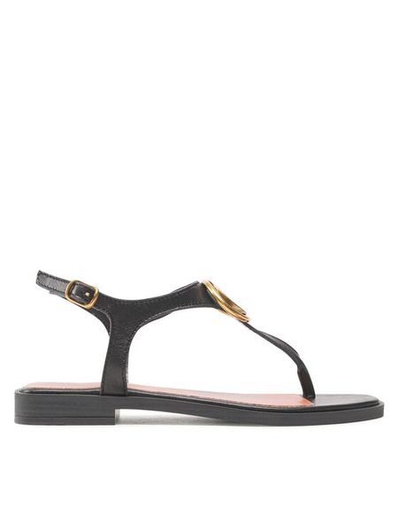 Guess Sandały Miry FL6MRY LEA21 Czarny. Czarne sandały Guess, z aplikacjami, ze skóry, bez obcasa, na płaskiej podeszwie, bez zapięcia. Za 529,99 zł.