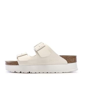 Klapki damskie Birkenstock Arizona Flex. Brązowe klapki Birkenstock, bez wzorów, z materiału, bez obcasa. Za 332,10 zł.