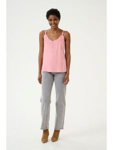 Cream Top "Anna" w kolorze jasnoróżowym rozmiar: 40. Różowe topy Cream, bez wzorów, z koronki, bez kołnierzyka, bez ramiączek. Za 79,03 zł.
