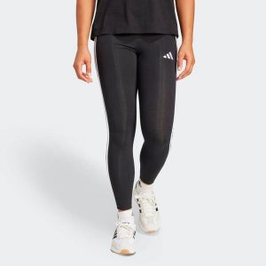 Legginsy fitness damskie ADIDAS. Czarne legginsy ADIDAS, bez wzorów, z bawełny, z podwyższonym stanem. Za 99,99 zł.