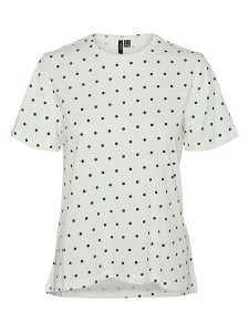 Vero Moda Koszulka w kolorze biało-czarnym rozmiar: XS. Białe bluzki Vero Moda, xs, bez wzorów, z bawełny, bez kołnierzyka, bez ramiączek. Za 28,51 zł.