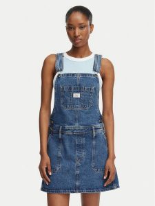 Guess Jeans Sukienka jeansowa W6GK25 D5M4O Niebieski Regular Fit. Niebieskie kombinezony Guess Jeans, m, z aplikacjami, z bawełny, bez kołnierzyka, bez ramiączek. Za 439,99 zł.