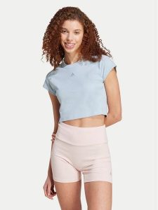 Adidas T-Shirt Lounge IY6744 Błękitny Slim Fit. Niebieskie t-shirty ADIDAS, m, bez wzorów, z bawełny, bez kołnierzyka, bez ramiączek. Za 129,99 zł.