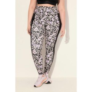 Damskie Legginsy sportowe szybkoschnące wzór w panterkę z recyklingu. Czarne legginsy Ulla Popken, bez wzorów, z materiału. Za 244,99 zł.