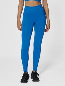 Damskie legginsy bezszwowe z wysokim stanem Hummel Tif. Niebieskie legginsy Hummel, bez wzorów, z materiału, z podwyższonym stanem. Za 168,00 zł.