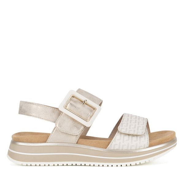 Sandały Remonte. Żółte sandały Remonte, bez wzorów, bez obcasa, na płaskiej podeszwie, bez zapięcia. Za 379,99 zł.