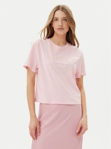Guess T-Shirt V5GI09 K9RM1 Różowy Regular Fit. Czerwone t-shirty Guess, xs, z aplikacjami, z bawełny, bez kołnierzyka, bez ramiączek. Za 79,99 zł.