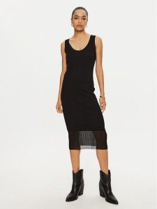 PINKO Sukienka koktajlowa 103540 A1ND Czarny Slim Fit. Czarne kombinezony Pinko, l, bez wzorów, z bawełny, wizytowe, bez kołnierzyka, bez ramiączek. Za 589,99 zł.