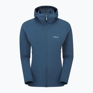 Kurtka softshell damska Rab Borealis Hoody. Niebieskie kurtki RAB, bez wzorów, z softshellu, bez kaptura. Za 489,99 zł.