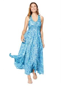 Aller Simplement Sukienka w kolorze niebieskim rozmiar: 38/40. Niebieskie sukienki Aller Simplement, bez wzorów, klasyczne, bez kołnierzyka, bez ramiączek, maxi. Za 65,99 zł.