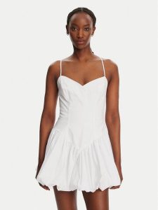 Bardot Sukienka koktajlowa Lissett Poplin 59794DB Biały Slim Fit. Białe kombinezony Bardot, bez wzorów, z bawełny, wizytowe, bez kołnierzyka, bez ramiączek. Za 299,99 zł.