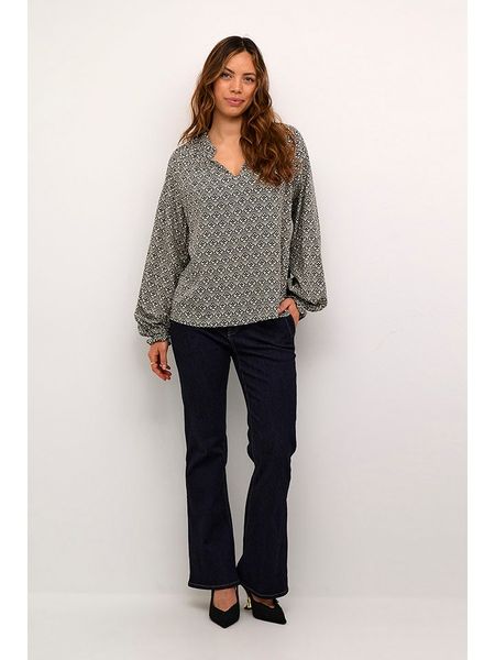 CULTURE Bluzka w kolorze czarno-białym rozmiar: M. Brązowe bluzki Culture, m, bez wzorów, z wiskozy, klasyczne, bez kołnierzyka, bez ramiączek. Za 83,62 zł.