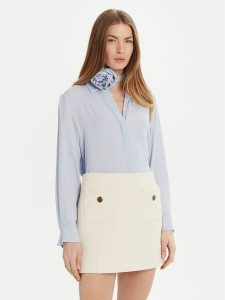 Marella Koszula Inaco 2513111161 Niebieski Regular Fit. Niebieskie koszule Marella, bez wzorów, z jedwabiu, bez kołnierzyka, bez ramiączek. Za 469,99 zł.