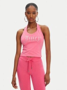 Juicy Couture Top Tied JCWCT125306 Różowy Slim Fit. Czerwone topy Juicy Couture, s, bez wzorów, z bawełny, bez kołnierzyka, bez ramiączek. Za 99,99 zł.