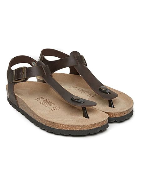 Mandel Skórzane sandały w kolorze brązowym rozmiar: 38. Brązowe sandały Mandel, bez wzorów, z otwartym noskiem, bez obcasa, bez zapięcia. Za 154,43 zł.