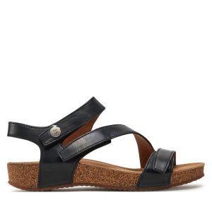 Sandały Josef Seibel. Czarne sandały Josef Seibel, bez wzorów, bez obcasa, na płaskiej podeszwie, bez zapięcia. Za 359,99 zł.