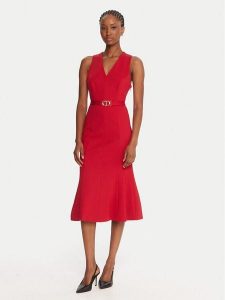 TWINSET Sukienka koktajlowa 252TP2606 Czerwony Slim Fit. Czerwone sukienki Twinset, bez wzorów, z wiskozy, wizytowe, bez kołnierzyka, bez ramiączek. Za 699,99 zł.