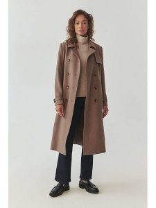 TATUUM Wełniany płaszcz w kolorze brązowym rozmiar: 40. Brązowe płaszcze Tatuum, bez wzorów, z tkaniny, bez kaptura. Za 983,70 zł.