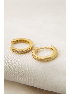 Lodie Silver Srebrne kolczyki-kreole z cyrkoniami rozmiar: onesize. Szare kolczyki Lodie Silver, z cyrkonią, srebrne. Za 56,95 zł.