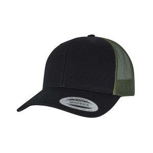 Dwukolorowa Czapka Trucker Retro. Czarne czapki FLEXFIT, bez wzorów, retro. Za 58,99 zł.
