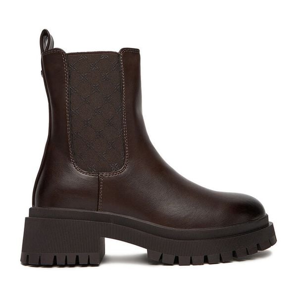 Sztyblety Nine West. Brązowe botki Nine West, bez wzorów, bez obcasa, na płaskiej podeszwie, bez zapięcia. Za 223,99 zł.