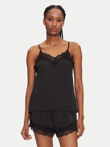 Guess Piżama O5GG03 WH9C2 Czarny. Czarne piżamy Guess, z aplikacjami, z syntetyku, bez ramiączek. Za 219,99 zł.
