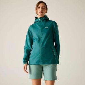 Kurtka trekkingowa damska Pack It Jacket III kieszonkowa przeciwdeszczowa. Niebieskie kurtki Regatta, bez wzorów, z softshellu, bez kaptura. Za 149,99 zł.
