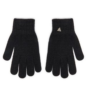 Rękawiczki Damskie Guess. Czarne rękawiczki Guess, z aplikacjami, z dzianiny. Za 179,99 zł.
