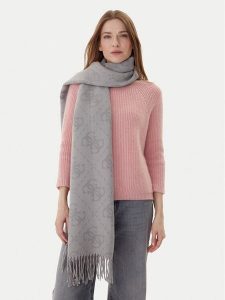 Guess Szalik AW5217 VIS03 Szary. Szare rękawiczki Guess, z aplikacjami, z materiału. Za 219,99 zł.
